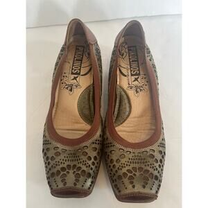 Pikolinos Tan and Light Brown Gandia Laser Cut Leather Pumps Size 38